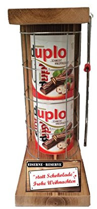 Weihnachten Geschenk für Männer Frauen Geschenkidee duplo 20 Riegel Eiserne Reserve Gitter incl. Notsäge Text rot Statt Schokolade Frohe Weihnachten (20 x 18.2 g)