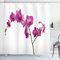ABAKUHAUS Orchideen Duschvorhang, Wilde Orchideen Petals, Stoffliches Gewebe Badezimmerdekorationsset mit Haken, 175 x 220 cm, Violett