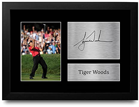 HWC Trading FR Tiger Woods Gift Signed FRAMED A4 Printed Autograph Golf Gifts Photo Display