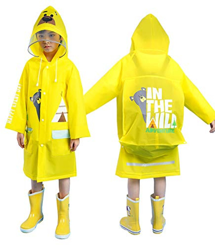 FACAI Outdoor Sports Thickened Primary School Poncho Big Hat Children's Backpack Raincoat B-XXL