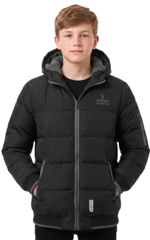 Spindle Childrens Boys Padded Winter Coat School Hooded Fleece Lined Jacket Zip Pockets Youths