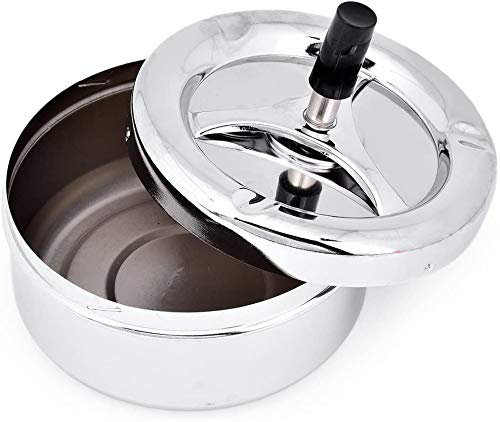 Cenicero giratorio de acero inoxidable, portatil de metal para fumadores, bandeja de cenizas para decoración del hogar y la oficina