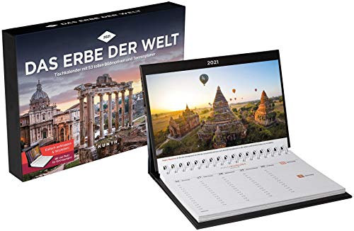Das Erbe der Welt - Tischkalender - Kalender 2021 - Kunth-Verlag - Aufstellkalender mit Spiralbindung - Wochenplaner mit 53 Bildmotiven und Terminplaner mit Platz zum Eintragen - 22 cm x 17,5 cm