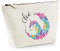 C50 Trousse personnalisée en coton Bio Licorne Ronde Arc en Ciel, prénom, existe en 2 tailles, trousse de toilette, prénom, cadeau anniversaire, cadeau femme, trousse bijoux, cadeau personnalisé