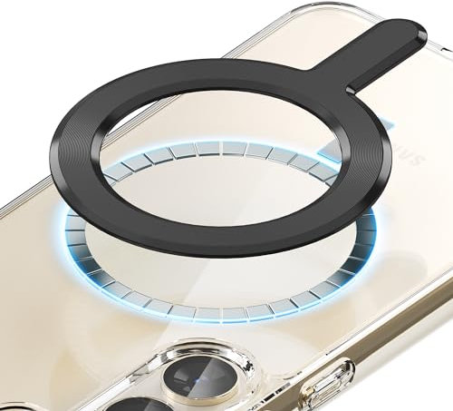 Universal Handy Magnet Ring Aufkleber für alle Smartphones, Sinjimoru Starker Magnetring Sticker Adapter für MagSafe Nachrüsten für Android/iPhone Handy Hülle. M-Plate Schwarz