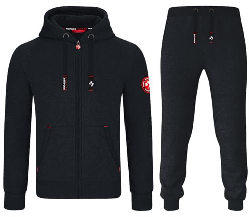 MOOSELINE Herren Jogginganzug Trainingsanzug Sportanzug (L, Schwarz)