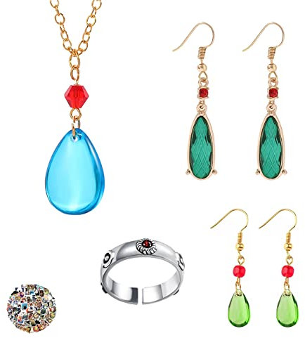 HJYZY 14-tlg Anime Howl's Moving Castle Halskette Ring Set Modeschmuck Ohrringe Zubehör Anime Aufkleber Geschenke für Fans