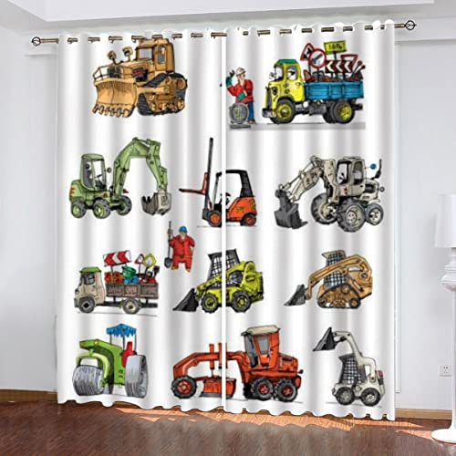 NUYSP Cartoon-Auto Gardinen mit ösen B 234 X H 137 cm Traktor Schallschutz Polyester Vorhang Blickdicht für Mädchen Jugendzimmer Wohnzimmer Modern Dekoration Verdunkelung Vorhänge 2er Set