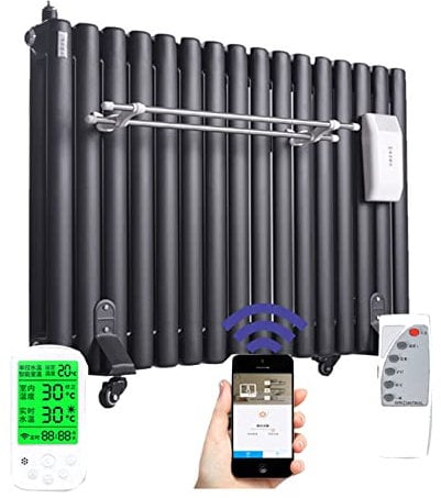 RPLM Riscaldatore A Convezione Riempito d'Acqua, Termostato Intelligente A 9 velocità, Impermeabile IPX4,umidificatore,Telecomando/Timer App,5 Tipi di Protezione di Sicurezza,16 Columns