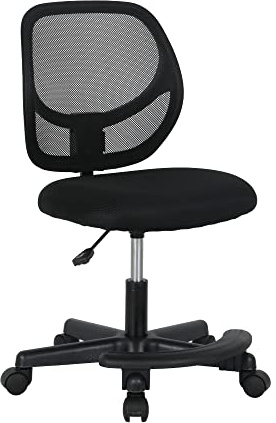 Amazon Basics Kids Adjustable Height Mesh Low-Back Swivel Desk Chair with Footrest, Rolling Chair with Casters for Smooth Mobility, Black