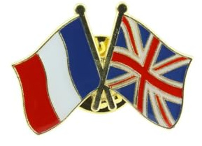 Clj Charles Le Jeune Pin's Drapeaux Jumelage France Grande Bretagne - Royaume Uni - Jumelage - qualité de finition - Epingle - Broche - Badge - Jumelage et Fraternité