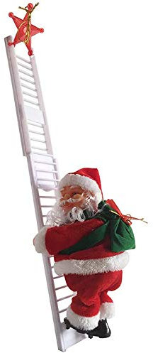 Uinfhyknd Animierte Kletter-Weihnachtsmann auf der Leiter, Weihnachtsmann, Spielzeug, Weihnachtsbaum, Wandschmuck, Dekoration für den Innen- und Außenbereich