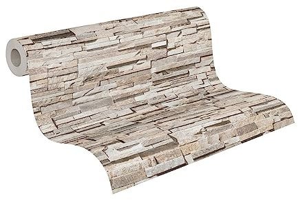 Livingwalls Travel Styles Vliestapete - Tapete mit Natursteinoptik in Beige und Braun - skandinavische Wandtapete für verschiedene Räume in 10,05 m x 0,53 m