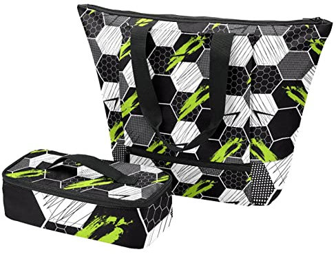 Bolsa de mano + lonchera de fútbol + bolsas de aislamiento para viajes, trabajo y escuela, multicolor, Talla Unica