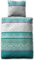 LIVING DREAMS Satin Bettwäsche Indi Nights Reine Baumwolle absolut hip Bordüren harmonische Farben 155 cm x 220 cm blau-türkis