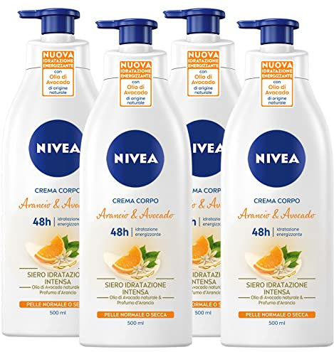Nivea Körpercreme Orange & Avocado 48h Formel mit Inhaltsstoffen natürlichen Ursprungs, feuchtigkeitsspendende Wirkung, belebend, belebend, hellt normale oder trockene Haut, leichte Textur - 4