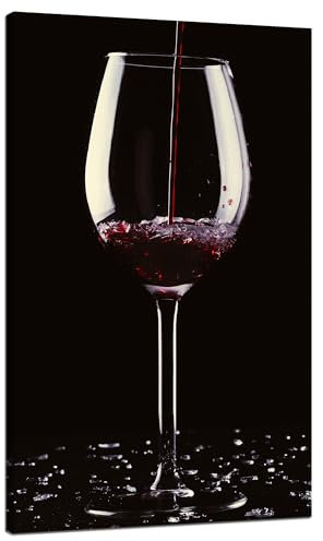 GP TONER Modern Kunstdruck Wandbilder Leinwandbild auf Keilrahmen Leinwanddruck Küche Glas Wein 70x120 cm Leinwandbilder für Ihr Zuhause oder Büro