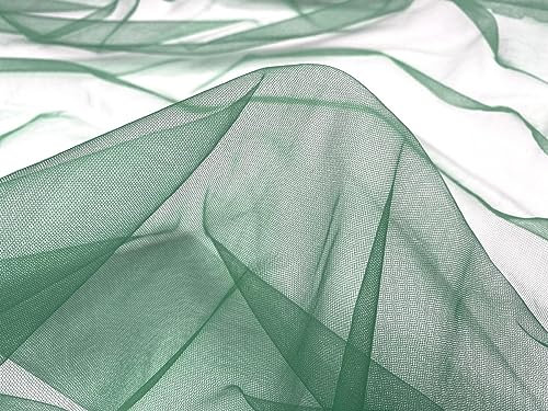 Tüll Stoff Meterware - 160 cm Breite - quer-elastischer, weicher Tüllstoff - Uni Deko Stoff (Türkisgrün)