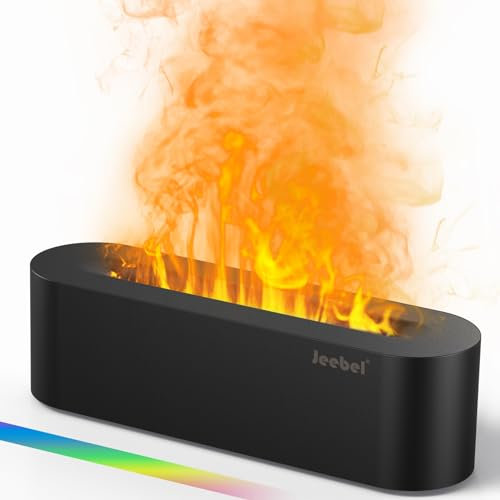Jeebel Diffusor für Ätherische Öle - Aroma Diffuser mit 7 Farben Flamme wechselnde - 150ml Mini Ultraschall Luftbefeuchter mit 3 Nebelmodi/4 Timer/Waterless Off, Aromatherapie für Schlafzimmer Büro