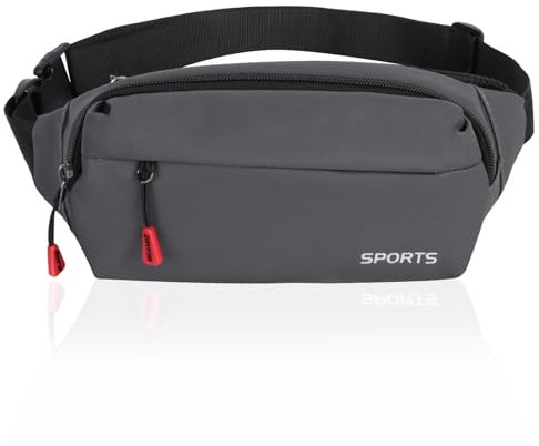 Bauchtasche Herren, Grau Gürteltasche, Hüfttasche Sport mit Verstellbarem Gummiband für Damen und Herren, wasserdichte Bauchtasche für Sport Running Joggen Fitnesss Radfahren