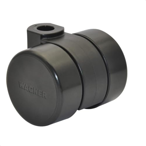 WAGNER Design Möbelrolle/Lenkrolle - hart - Durchmesser Ø 38 mm, Bauhöhe 40 mm, schwarz, Tragkraft 50 kg - Made in Germany - 01003901