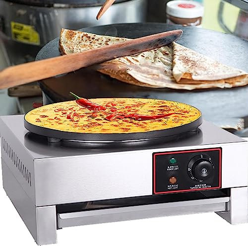 NVYAZJ Crepiera da 3000 W, 110 V/220 V Crepiera e crepiera con Piastra in Ferro da 40 cm Bordi rialzati Vassoio Estraibile Antiaderente, Piastra per Crepe per Fare Crepes, frittelle, Uova, Omelette
