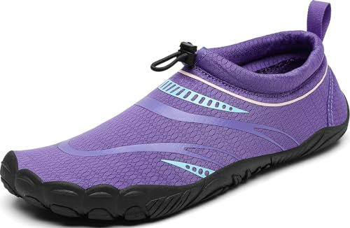Mishansha Badeschuhe Herren Damen Wasserschuhe Atmungsaktive Schnell Trocknend Schwimmschuhe rutschfeste Leicht Barfußschuhe fur Männer Frauen, Lila Violett, 39 EU