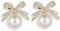Bow Earrings, Gold Silber Bogen Ohrstecker Ohrringe für Damen, Schleifen Schmuck Frauen (Pearl Bow B-Gold)