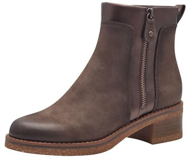 MARCO TOZZI Damen Stiefeletten mit Absatz mit Lederanteil Blockabsatz, Braun (Mocca Comb), 36 EU