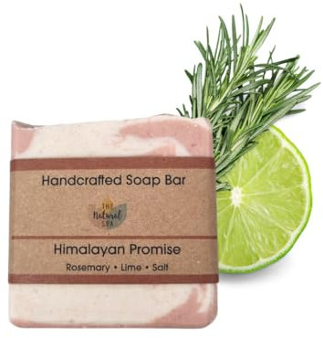 Himalayan Promis Handcrafted Salt Soap Bar, Moisturising Vegan Soap, Natural Soap with Cocoa Butter & Almond Oil, Zero Waste Travel Soap, No Chemicals and Preservatives, Rosemary Lime