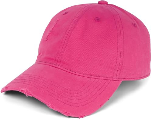 styleBREAKER Unisex Baseball Cap Destroyed Look mit Rissen, 6 Panel Cap Einfarbig, Basecap Schnalle verstellbar 04023092, Farbe:Fuchsia