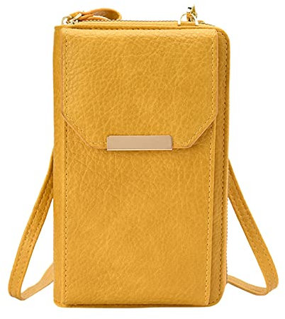 Arbeitsgürtel Mit Taschen Herren PU-Handytasche mit großer Kapazität, Damenhandtasche, einzelner Reißverschluss, vertikale Umhängetasche, Handy, Frauen, kleine Tasche Schultergurt (Yellow, One Size)