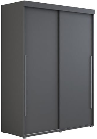 Meble Slupia - Garderobenschrank - Kleiderschrank Schiebetüren - 110x202x62cm - Kleider Schrank Schlafzimmer mit Kleiderstange - IGA Anthrazit, Griff Silber