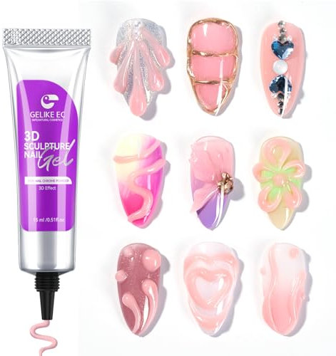 Gelike EC Gel de Sculpture 3D - 15g Rhinestone Glue Gel pour Ongle Multifonctionnel Colle à Ongles Gel Nail Charms Nail Styling dans la Maison DIY Design Rose