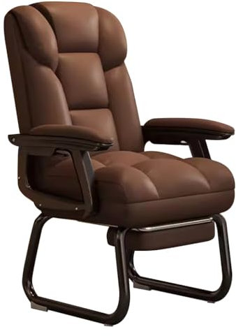 HAQMG Btirostuhle Chefsessel Ohne Rollen Sessel Modern Design, Gaming Sessel Ergonomischer Bürostuhl Computerstuhl, Gaming Stuhl Schreibtischstuhl Bürostuhl Freizeitsofa Sitz(Brown w/footrest)