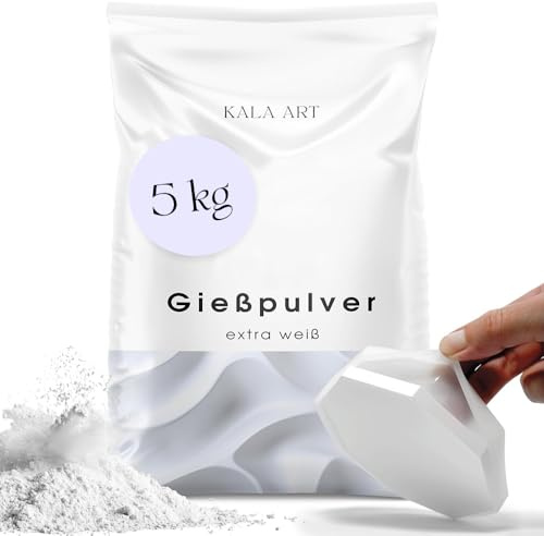 KALA ART Gießpulver Weiß 5kg - Gips zum Basteln für Silikonformen - Hochwertiges Reliefgießpulver (Bastelbeton) - Modelliergips zum Gießen für Deine kreativen Projekte