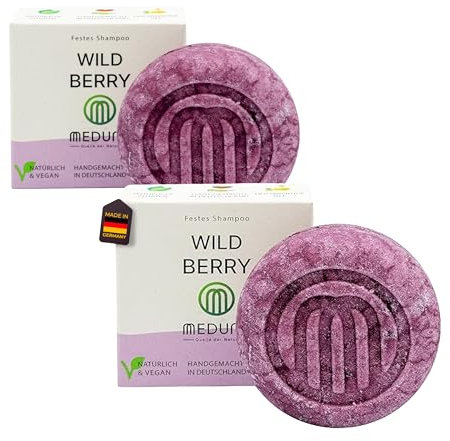 MEDUNA festes Haar-Shampoo Wild Berry 75g - Beerenduft - Haarseife mit Bio-Kokosöl & Shea Butter - Naturkosmetik Haarpflege Shampoo - Pflegeshampoo alle Haartypen - Made in Germany (2)
