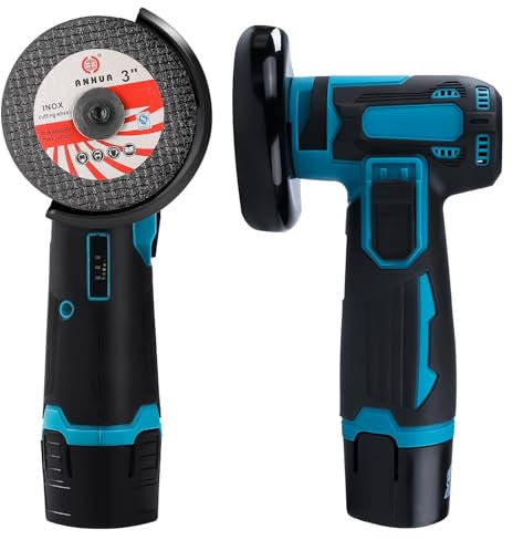 Cordless Angle Grinder Kit, Chargeable 3inch Mini Lithium Electric Grinder Handheld Cutting Polishing Machine with Battery, for Cutting Tiles, Wood, Stones (Paper Box)