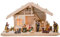 mgc24 Weihnachtskrippe Tischkrippe aus Holz, komplettes Krippenspiel mit 10 Krippenfiguren handbemalt, LED-Beleuchtung