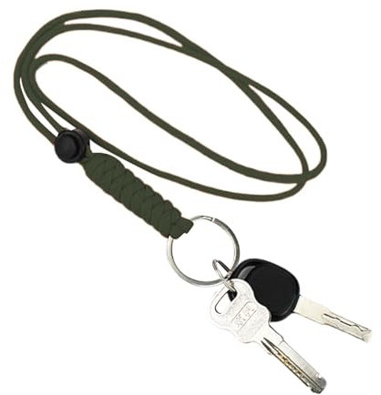 Collier de lanière en paracorde, lanières de cou pour clés - Sangle de cou robuste | Porte-clés tour de cou avec clip métallique pour le camping, la pêche et la randonnée
