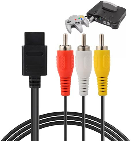 iwiio N64 AV Cable, AV Cable Composite Video Cord Compatible with Nintendo 64/N64/GameCube/Super Nintendo SNES TV Game, Excellent Picture and Sound for Game Cube, N64, GC and SNES (6 Feet)