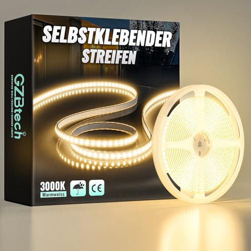 GZBtech Silikon LED Strip Light 5M, 230V 3000K Warmweiss LED Streifen Schrankbeleuchtung, kürzbar Selbstklebend LED Lichtband für Schlafzimmer Küchen Innen Außen Deko und Kommerzielle Nutzung