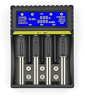 ERYUE Battery Charger,Multifunktionales Ladegerät 18650 Lithium-Ionen-Akku Nickel Metallhydrid Nickel Cadmium AA AAA 9V Ladegerät Smart Charger mit LCD-Display