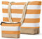 oscaurt Strandtasche Badetasche XXL Shopper Tasche Damen Umhängetasche Wasserdicht Beach Tote Bag mit Reißverschluss Faltbare Reisetasche Travel Bag Sporttasche (Leer-Orange)