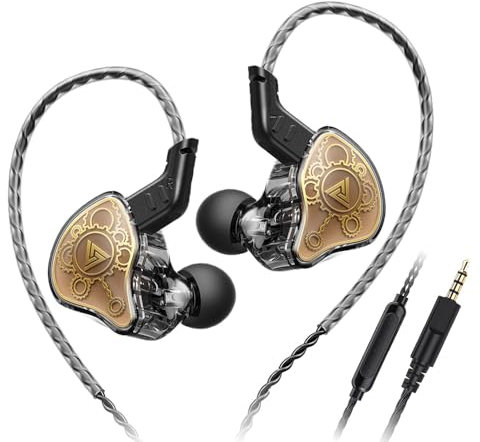 Yeabomy QKZ Hi7T - Auriculares intraurales para videojuegos, auriculares con cable, graves estéreo, auriculares HiFi IEM, sin cables desmontables (negro)
