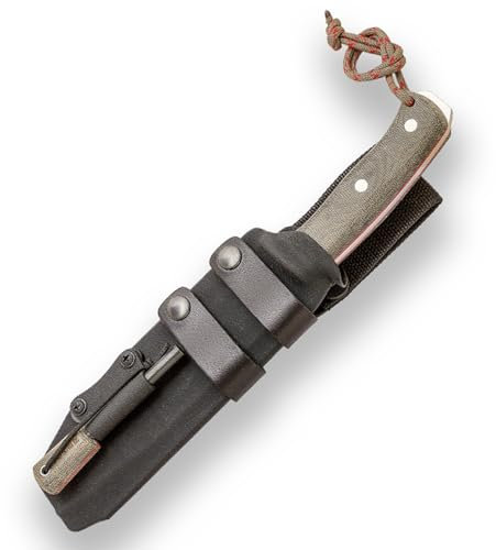 Joker Survival-Messer Nomad 6.5 CV137-F, Griff aus Micarta Canvas, 16,5 cm Klinge, Kydex-Scheide, inklusive Feuerstarter, Werkzeug für Angeln, Jagd, Camping und Wandern.