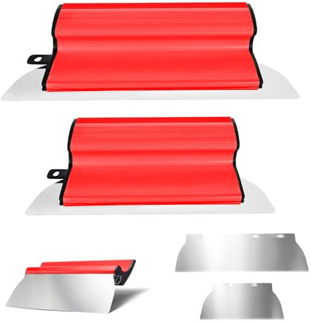 Set di 2 spatole per superfici, 25 cm, 40 cm, spatola lisciante, spatola in acciaio inox con manico ergonomico a Z, spatola per cartongesso, per grandi aree di lavoro, decorazione da parete