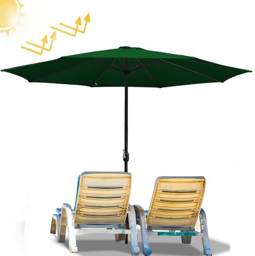 Ollewiellan Sonnenschirm Ø 350 cm mit Kurbel, Ampelschirm UV Schutz 50+ Strandschirm, Sonnenschutz, Gartenschirm wasserdicht für Terrasse, Balkon, Pool, ohne Ständer, Grün