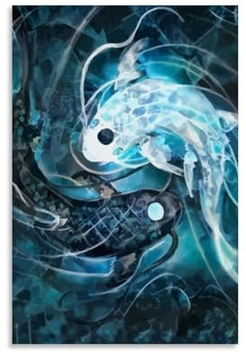 ZBSXLBNG Ying Yang Fish Poster Dekorative Malerei Leinwand Wandkunst Wohnzimmer Poster Schlafzimmer Malerei 12x18inch(30x45cm)