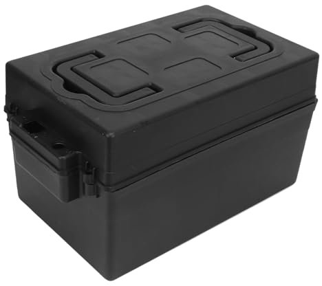 Motorcycle Battery Box, Portable Water-resistant Plastic Handheld Scooter Battery Storage Case 7.5 x 7.5 x 12.2in Universal Battery Box for Marine Automotive RV Boat Travel Trailer